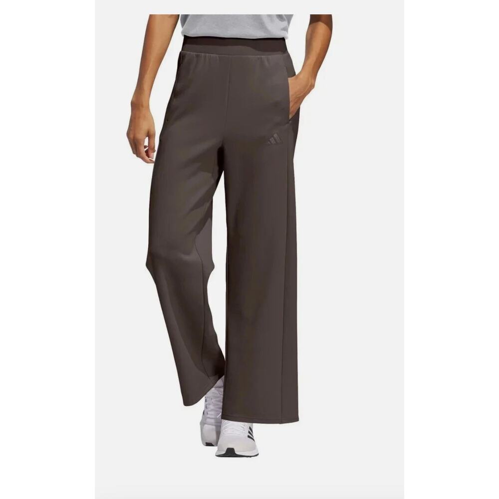Adidas Brown Scuba Wide Leg Pants Women's Size Small Stretch Athleisure